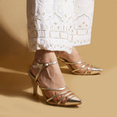 Gold Metallic Stilettos – 3.5 to 4 Inch Heel | Pointed Toe | Customisable
